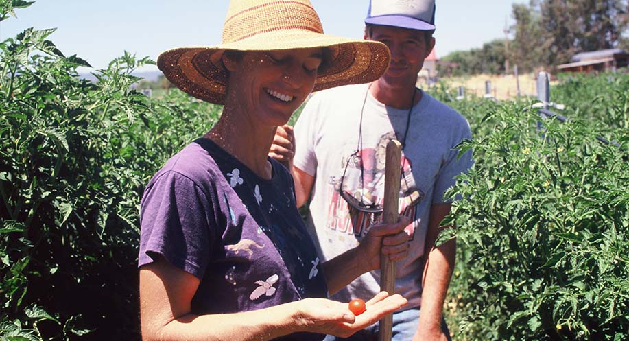 kathy holding cherry tomato